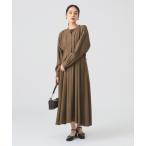 ワンピース タックウエスト バンドカラー ワンピース