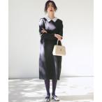 ショッピングミモレ丈 ワンピース レースライク襟付きニットワンピース