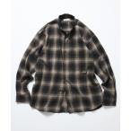 ショッピングfit シャツ 限定展開 Relax Fit リラックスフィット オンブレチェック バンドカラー ネルシャツ メンズ
