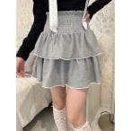 スカート 「セットアップ対象」リブ2段ティアードスカート