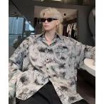 tシャツ 「Bz」EK170/モノトーン総柄オーバーサイズ長袖シャツ メンズ レディース