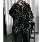 tシャツ 「Bz」EK171/モノトーン総柄オーバーサイズ長袖シャツ メンズ レディース