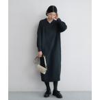 ワンピース 「予約」リブVネック　ストレートワンピース