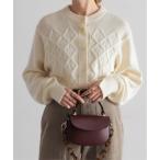 ショッピングカーデ ニット セーター ダイヤクロスニット　ショートクルーカーデ レディース