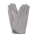 手袋 スエード調パイピングラインストーングローブ レディース