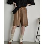 パンツ フェイクレザーハーフパンツ レディース