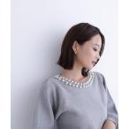 ニット セーター パールネックニット レディース