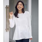 tシャツ 「WEB限定/洗濯機可」サテンコンビペプラムカットソー レディース