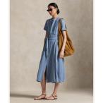 シャツワンピース ベルテッド シルクブレンド Aライン シャツドレス
