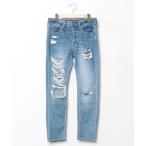 「American Eagle」 ダメージ加工デニムパンツ 4 ブルー レディース