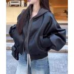 ショッピングレザージャケット ブルゾン アウター オーバーサイズ フェイクレザー ジャケット レディース メンズ
