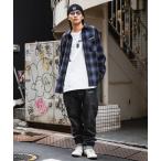 「NineMicrophones」 長袖ネルシャツ MEDIUM ブルー メンズ