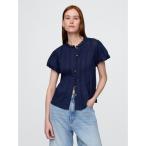 「GAP」 半袖ブラウス M ネイビー レディース