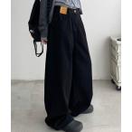 ジーンズ デニム デニムパンツ 「25年秋冬新作」パッチワークデザイン シンプルストレートデニムパンツ レディース