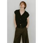 ベスト ジレ Vneck logo knit vest レディース
