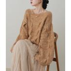 ニット セーター ケーブルMIXラメニット レディース