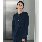 ジャケット ノーカラージャケット 「26SS新作コラボ/セレモニー/オケージョン/入卒式/手洗い可/セットアップ対応」美シルエットゴールド釦ペプラムジ