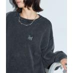 ショッピングヴィンテージ商品 ニット セーター ヴィンテージ加工 スノーウォッシュ メタリックロゴクルーネックニット レディース メンズ