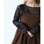 tシャツ フラワーコード刺繍シアーTOPS レディース