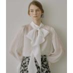 ショッピングリボン ブラウス シャツ 「HEIREN」ラッフルリボンタイシアーブラウス レディース