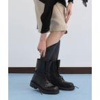 ショッピングラウンドトゥ ブーツ レースアップ サイドジップカーフブーツ レディース