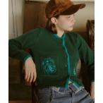 カーディガン アニマル刺繍ポケットカーディガン レディース