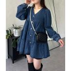 ブラウス シャツ Vネックデニムティアードブラウス レディース