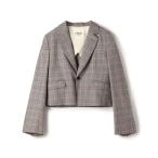 ジャケット テーラードジャケット ライトウールチェックシングルブレストジャケット レディース