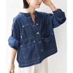 デニムジャケット gジャン 「WEB限定」「洗濯機可能」ノーカラー デニム カバー オール レディース