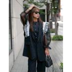 ジャケット テーラードジャケット ギンガムチェックフリルデザインオーバーサイズベスト レディース