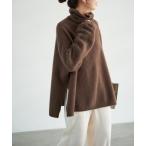 ニット セーター 「追加」フォックスウールミックスロングリブタートルプルオーバー レディース