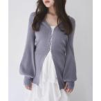 カーディガン ホックリブニットカーディガン レディース