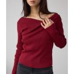 ニット セーター ドレープ長袖ニットトップス レディース