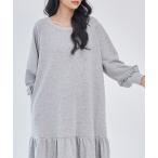ワンピース ラウンドネック ティアード 長袖 スウェット ワンピース