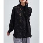ブラウス シャツ 花柄 フリンジ ジャガード 長袖 ブラウス レディース
