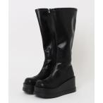 ブーツ レザー調 プラットフォーム 厚底 ロング ブーツ レディース