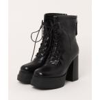 ブーツ レザー調 レースアップ ハイヒール ショート ブーツ レディース