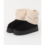 ブーツ スエード調 ニット ドッキング ショート ブーツ レディース