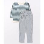 パジャマ ルームウェア クルーネック カップ付き ボーダー 長袖 ルームウェア レディース