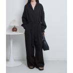 ショッピングつなぎ オールインワン ハーフジップ長袖ルーズシルエットオールインワン レディース