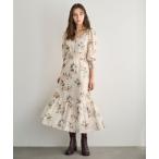 ショッピングドゥ ワンピース 2025秋冬新作 Vネックギャザーフラワーワンピース