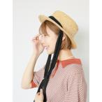 「ehka sopo」 ストローハット F ブラック レディース