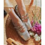 バレエシューズ パンプス 「PARADIS COULEUR」ビジューバックルダブルストラップバレエ(351504)