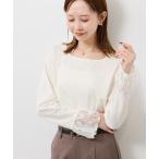 tシャツ 袖レースカットトップス レディース