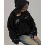 パーカー ハトメデザイン裏毛ジップパーカー メンズ レディース
