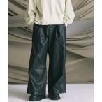  брюки [UNISEX]Artificial Leather Pin-Tuck Wide Pants/a-tifi автомобиль ru кожа булавка tuck широкий брюки [