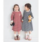 ワンピース 「軽ふわっふる」ロゴ刺繍 ボーダー ワッフル ワンピース キッズ 子供服 女の子