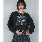 ショッピングオートミール トレーナー スウェット フラワーフォトショートスウェット レディース