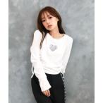 tシャツ ラインストーンハートロゴ