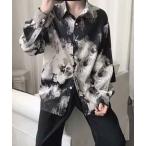 シャツ 「WARAIJOGO」EK169/モノトーン総柄オーバーサイズ長袖シャツ(NEZ) メンズ レディース